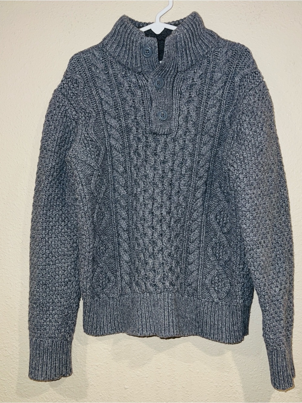 Gap Kids Boys Cable Knit Pullover Sweater gray classic preppy argyle style Fall
